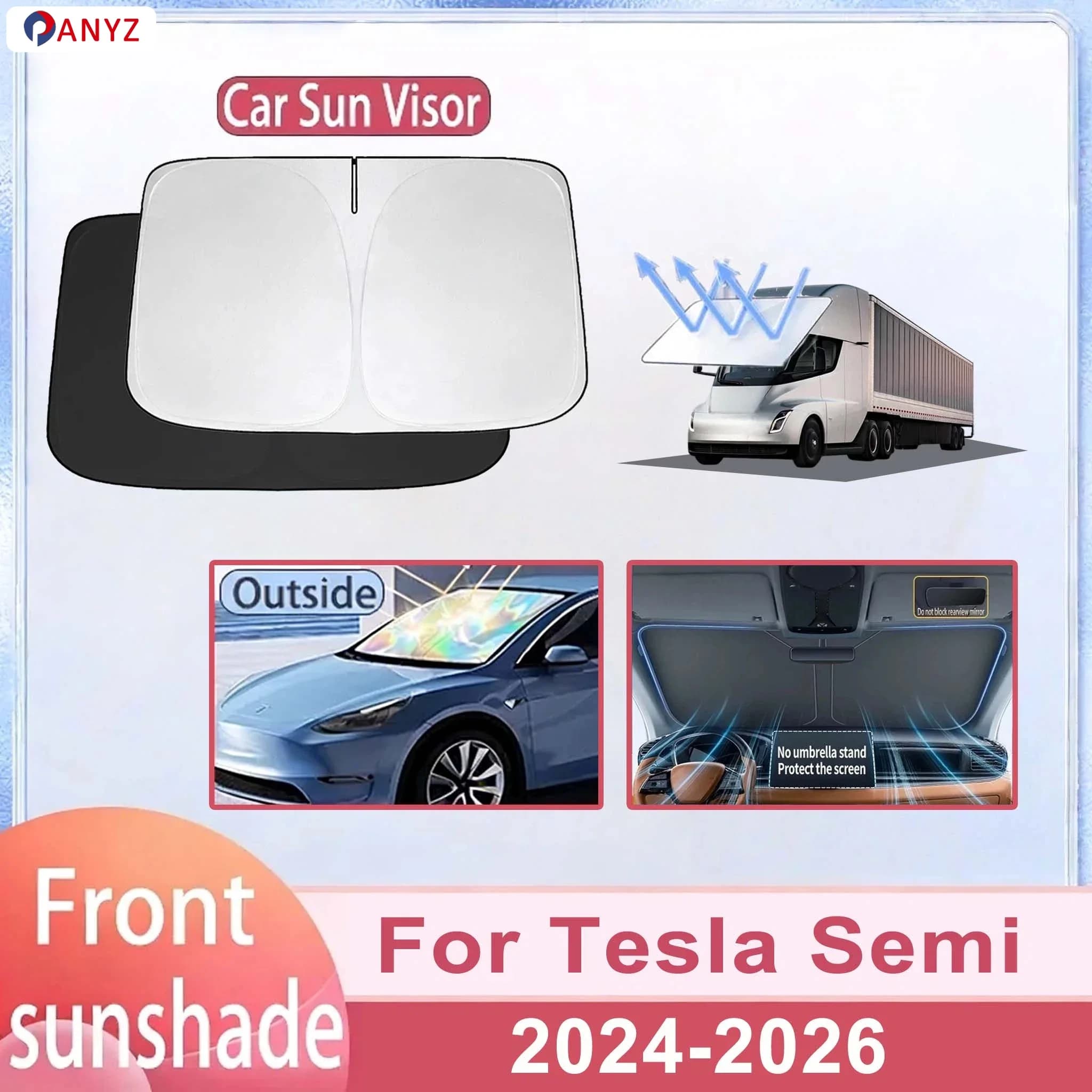 For Tesla Semi 2024-2026 Car Windshield Sunshade Cover Front Window Sun Shade Heat Insulation Summer Auto Accessories