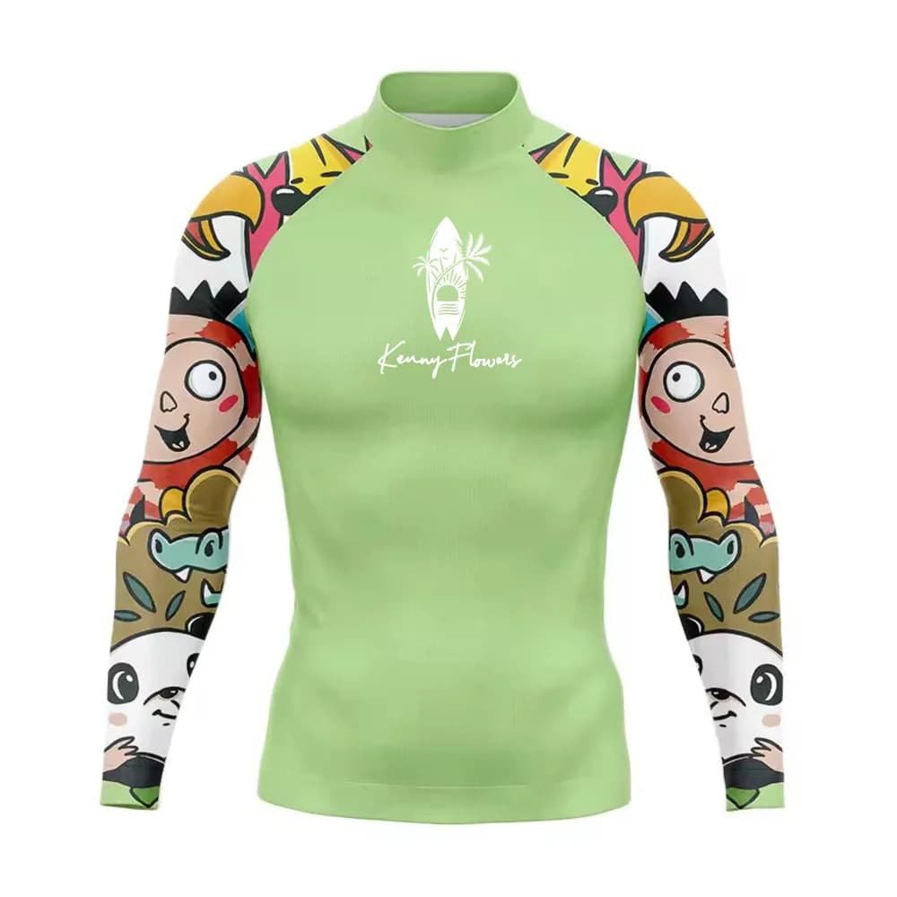 Quick-drying printed surf costume with sun protection, same style for men and women, beach snorkeling surfing costume
