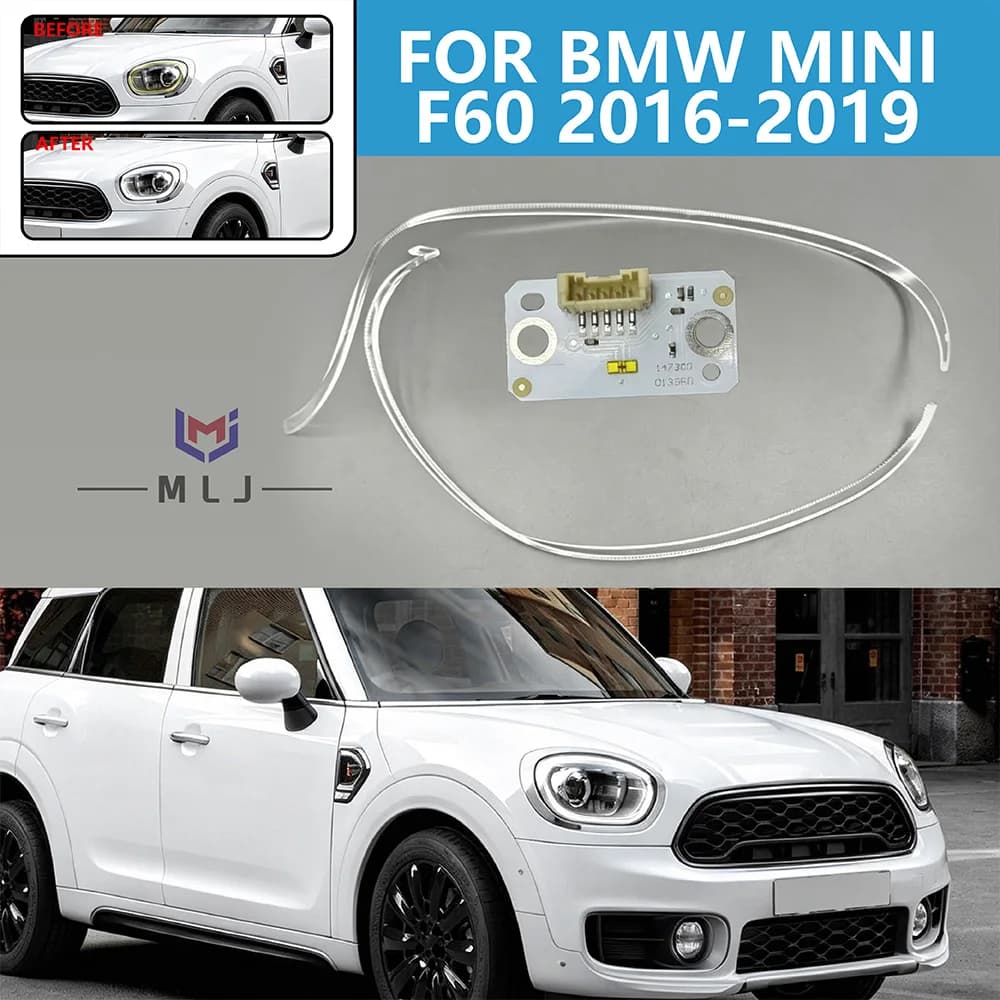 White LED DRL Chip Light Guide Strip Tube Bar For BMW MINI F60 2016-2019 Angel Eyes Daytime Running Lamp Headlight Accessories