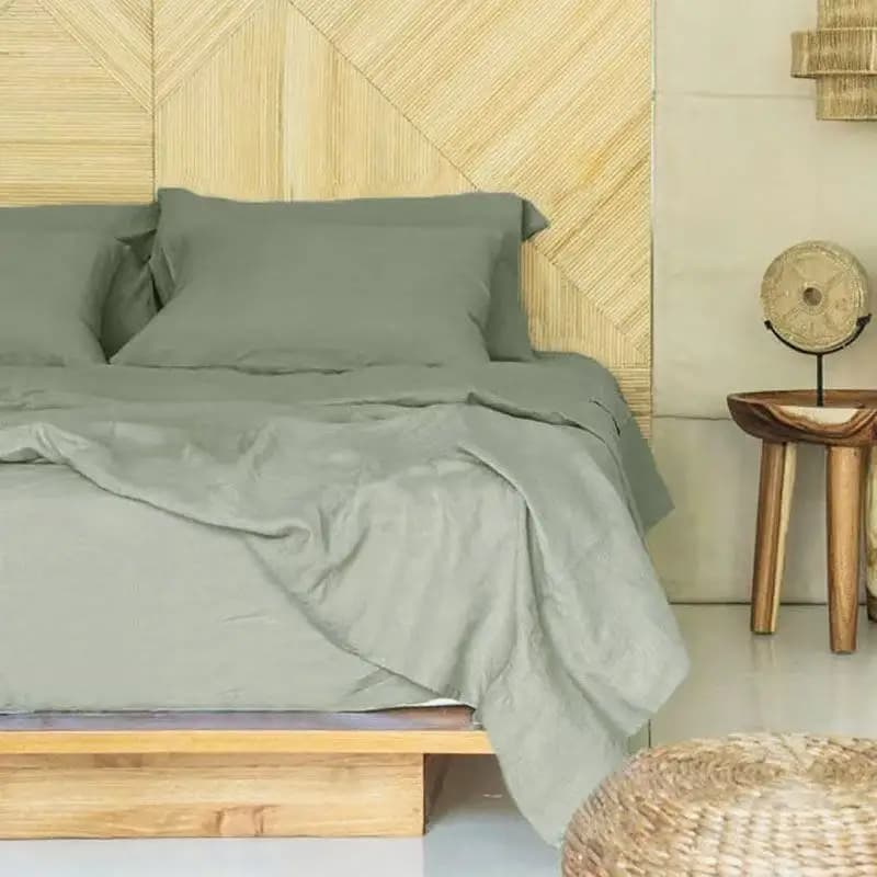 Bed linen set with corners in 100% linen (soak with corners, flat sheet, 2 pillowcases) Soft and breathable bed linen set Queen King