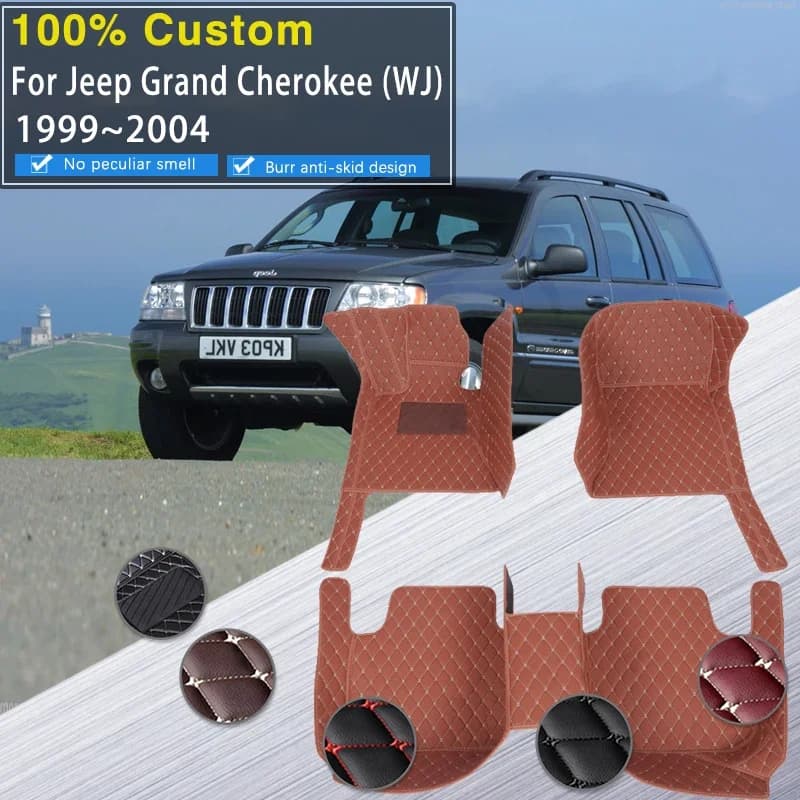 Tappetini per auto completi RHD per Jeep Grand Cherokee WJ 1999 2000 2001 2002 2003 2004 Tappetini in pelle Coperture Pavimenti Accessori auto T