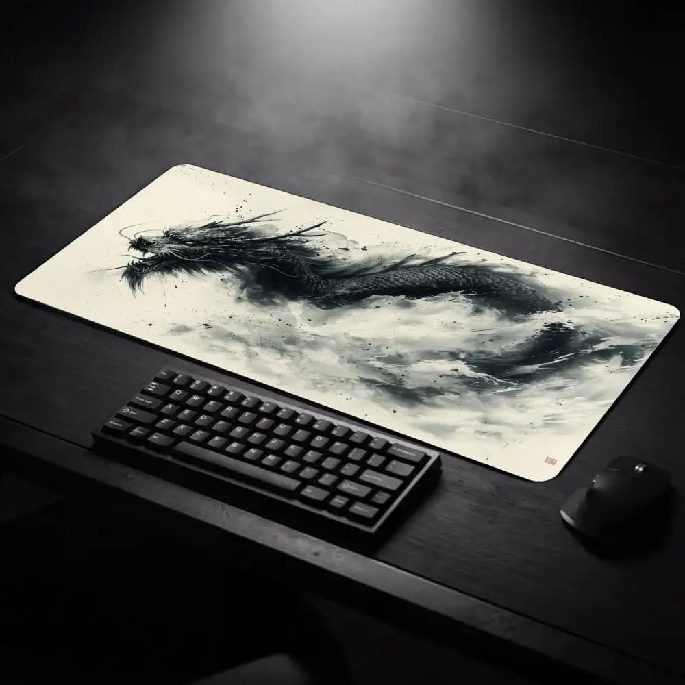 Chinese Ink Dragon Large Extended Gaming Mouse Pad Smooth Surface Non Slip Rubber Desk Mat For PC Laptop Gamer Office Decor Gift