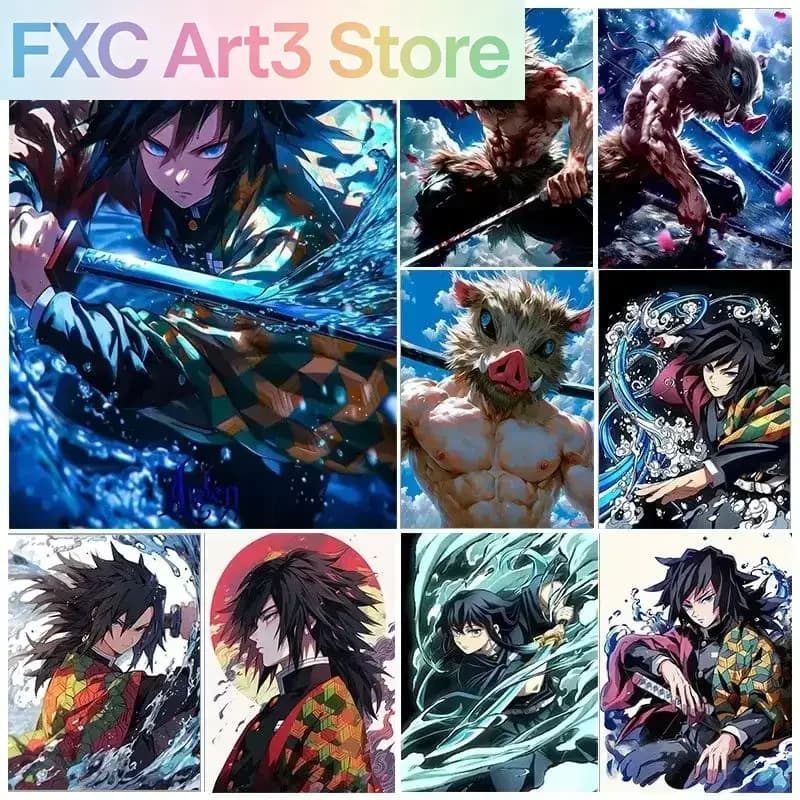 Frameless,1PCS Demon Slayer Full Round/Square drill 5D DIY Diamond Painting Art Mosaic Home Decor Gifts