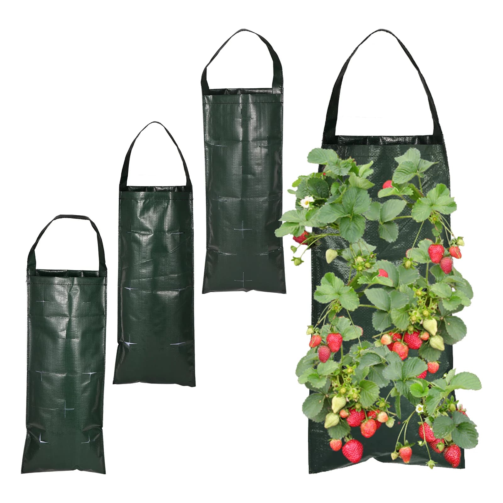 6/8/10 Holes Hanging Stock Exchange for Strawberries Vertical Garden PE Florist Cultivation Bag Vegetable Planter Decoration for Interior and Exterior