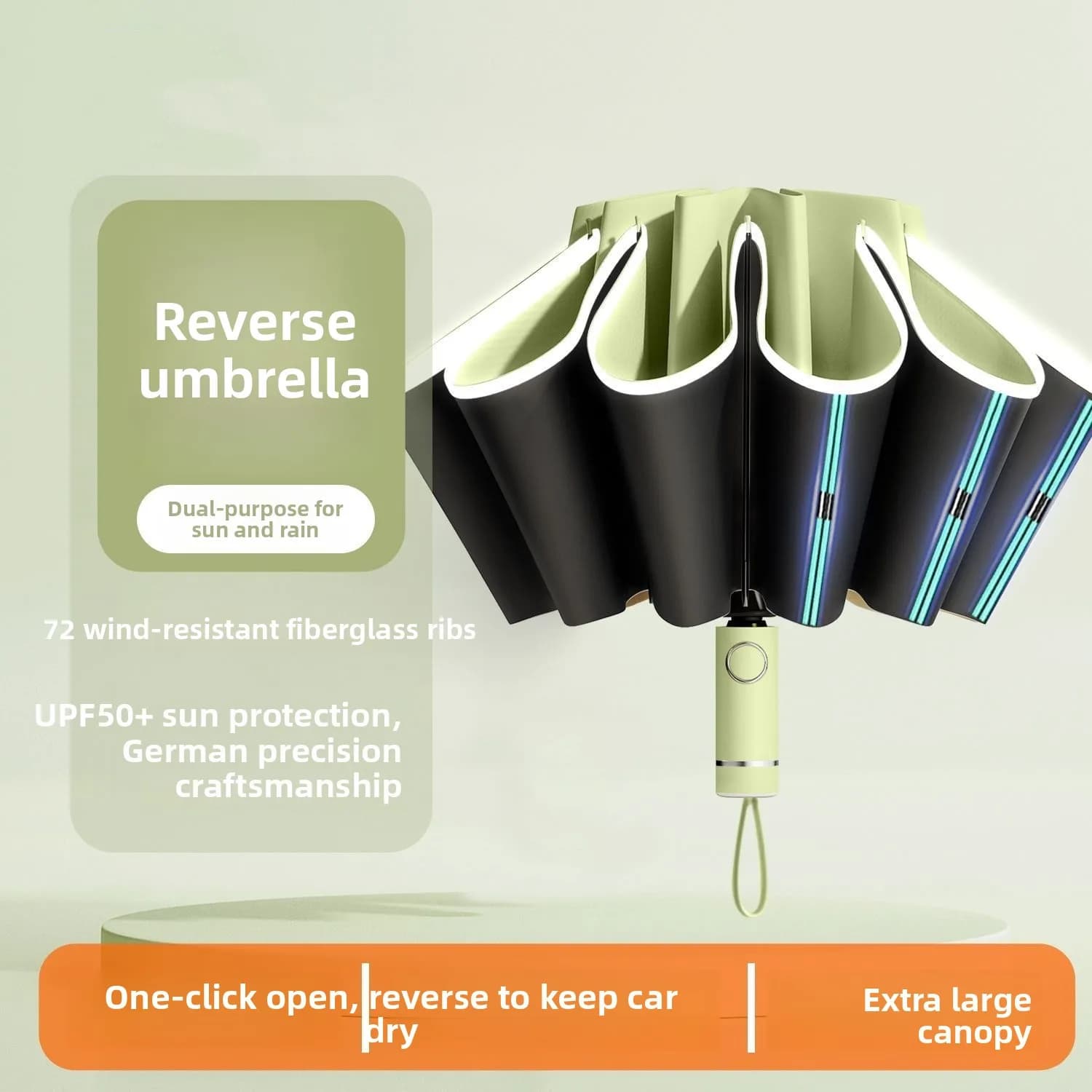 Automatic Reversing Large Double Person Rain Umbrella Windproof Sunshade Sunscreen Women's High-End Feeling Folding Umbrella