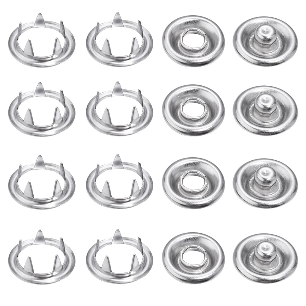 SAUVOO 50set bottone a pressione in ferro 9.5/11mm borchie a pressione in metallo rodio elementi di fissaggio per cucire per vestiti in pelle creazione di gioielli all'ingrosso
