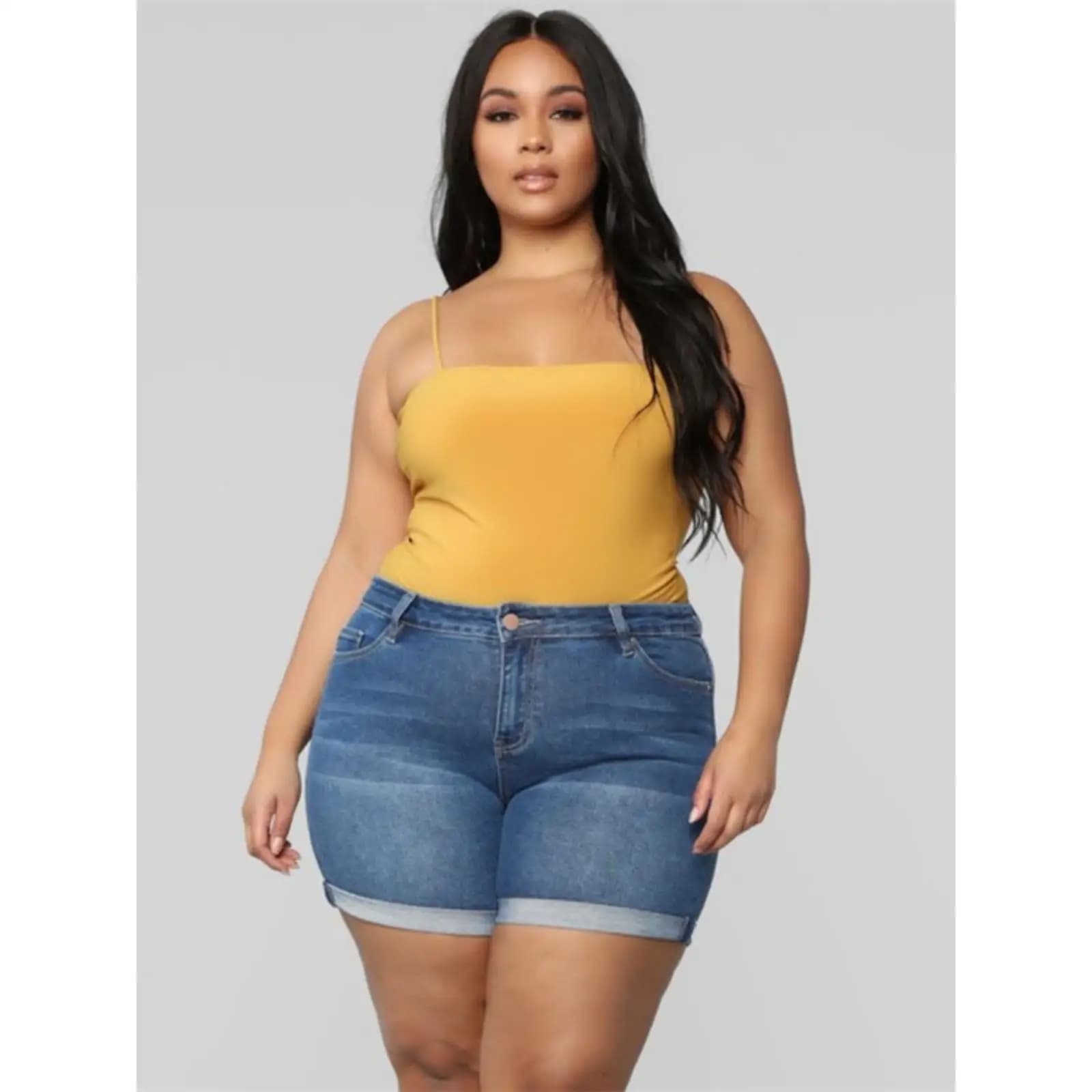 plus Size Ladies Jeans High Waist Straight Leg Summer Shorts Women's Pants Comfortable Stretch Denim High Temperature Resistant