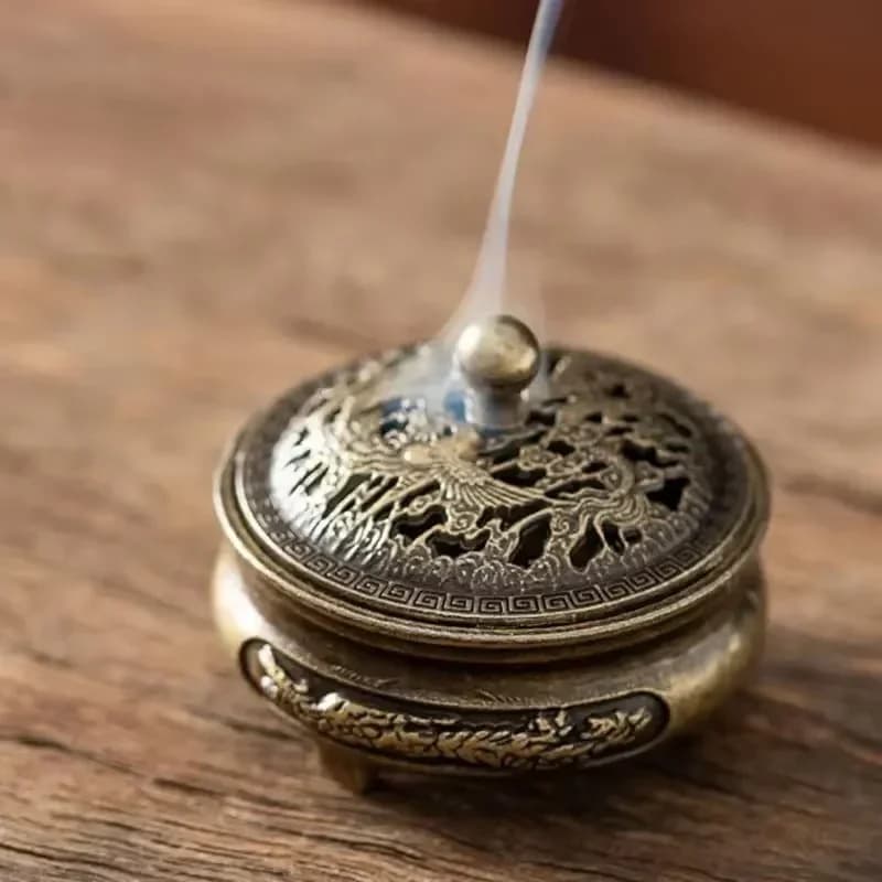 Stufa da dito Longfeng, piccolo bruciatore di incenso a tre gambe, vassoio per polvere antiaderente, bruciatore per aromaterapia creativo 1 pezzo