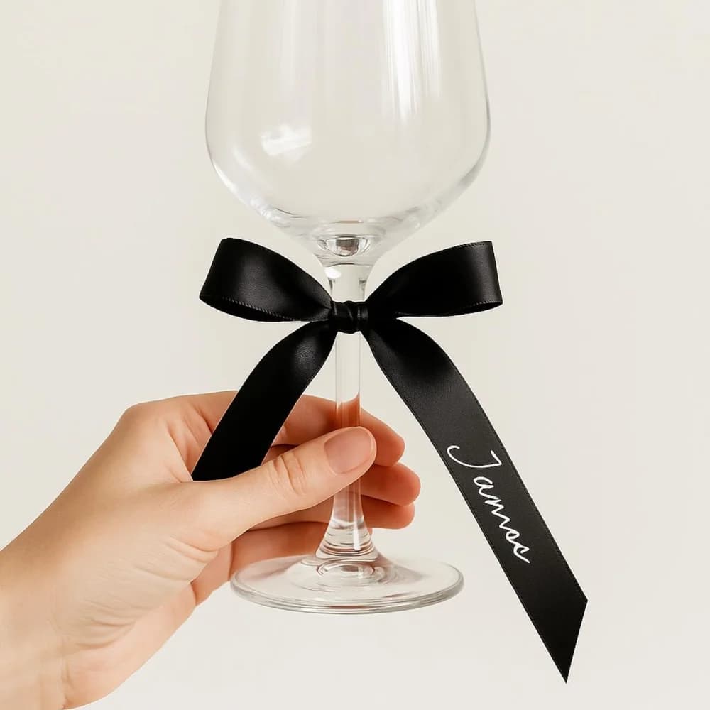 10 Pezzi di Nastri Personalizzati per Bicchieri da Vino, Etichette con Nome per Champagne, Logo in Lamina d'Oro, Segnaposto per Matrimonio, Decorazioni per Addio al Nubilato