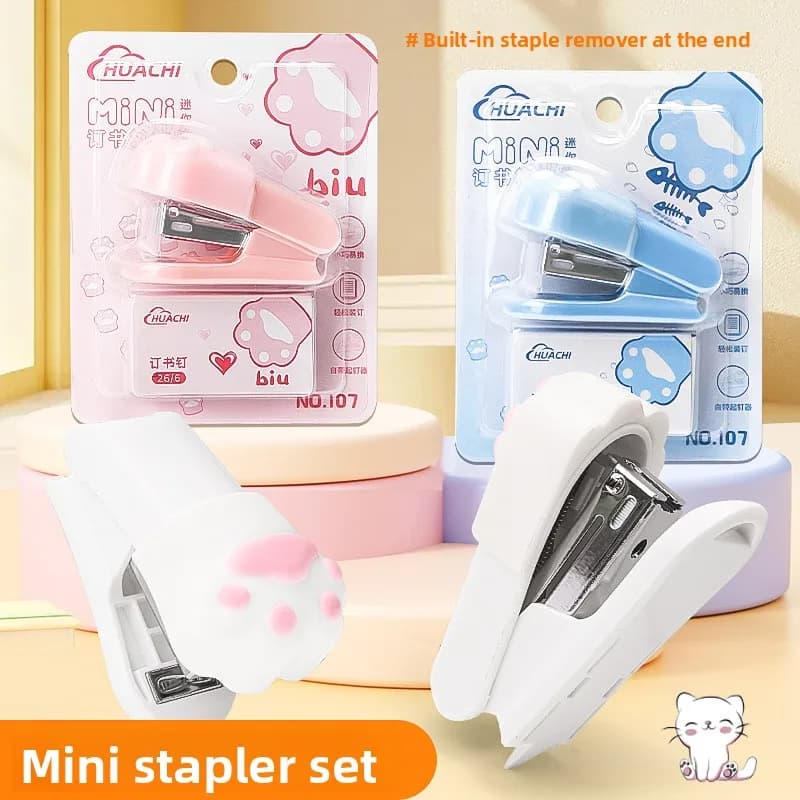 Set di mini cucitrici portatili creative, piccola cucitrice carina per studenti, uso in ufficio, macchina per rilegatura portatile con accessori