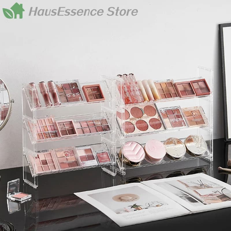 ※3-layer Acrylic Cosmetics Display Rack Multi-purpose Eyeshadow Tray Blush Storage Shelf Creative Desktop Toys Sundries