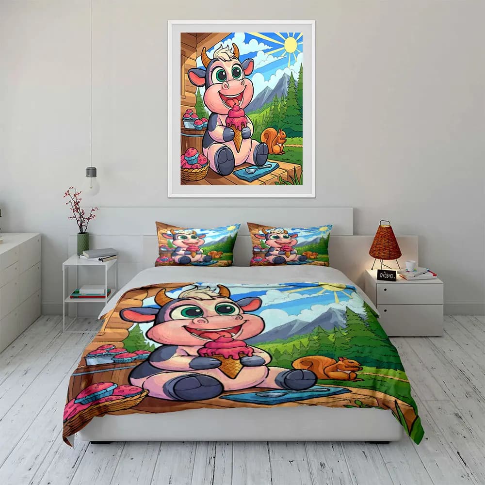Set di biancheria da letto con motivo animali della fattoria, decorazione per esterni, con 1 copripiumino e 2 federe, singolo, matrimoniale, king size, queen size, idea regalo