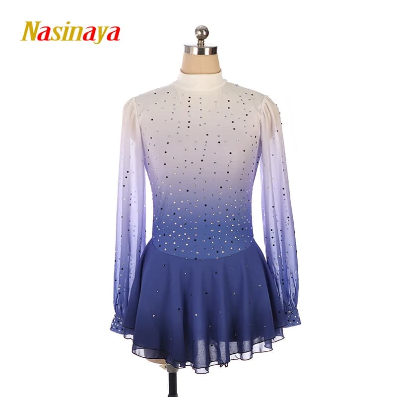 Customized adult and girls' figure skating performance costumes with purple gradient for grading exams