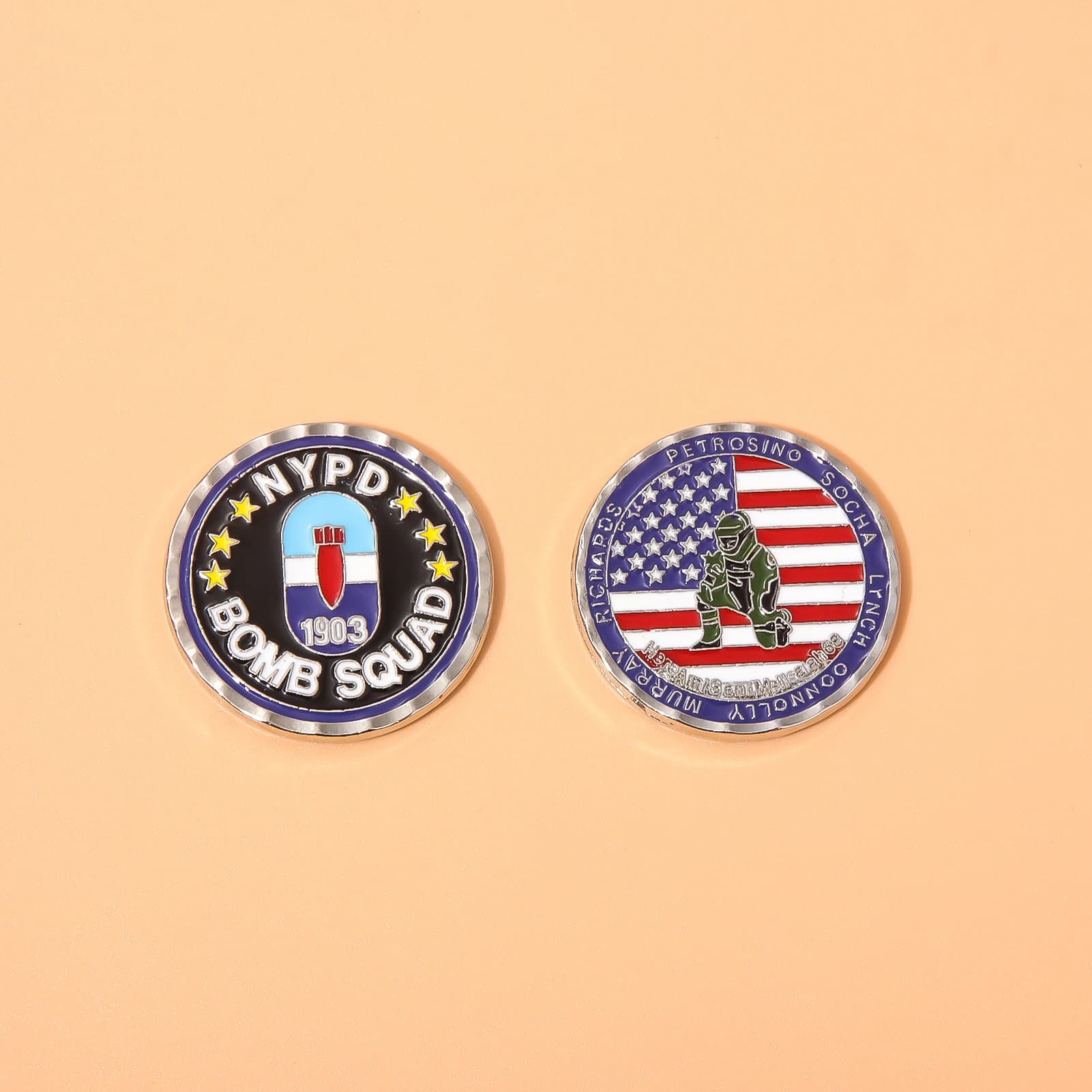 Creative New York Police 1903 Metal Enamel Brooch Coin Bomb Squad American Pin Men Women Backpack Jewelry Accessories Gift
