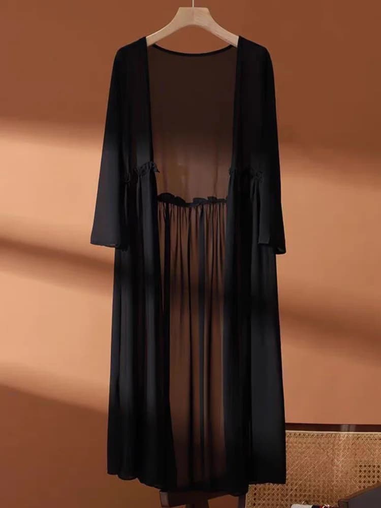 Abbigliamento Estivo Protettivo dal Sole, Cardigan Lungo, Giacca Coreana da Donna, Camicia Sottile in Chiffon per Aria Condizionata, Sciarpa, Cappotto, Capospalla 8XL