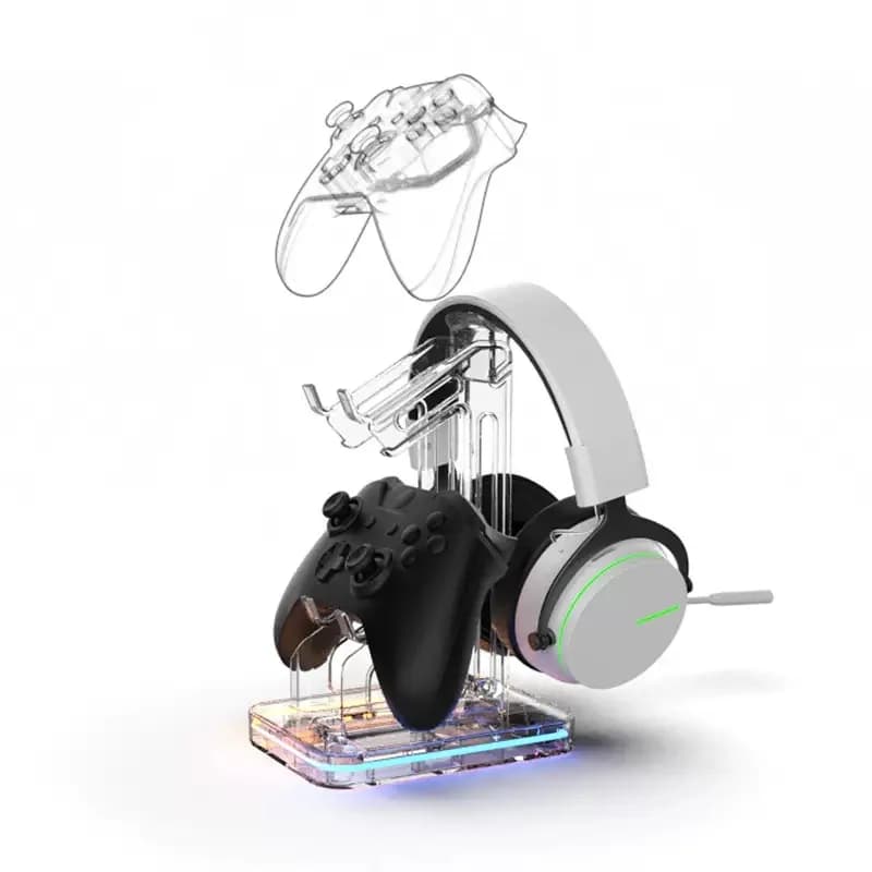 Supporto per Controller di Gioco Compatibile con XBOX/PS5/Switch Pro, Base Trasparente con Luce LED a Tubo, Accessori per Videogiochi
