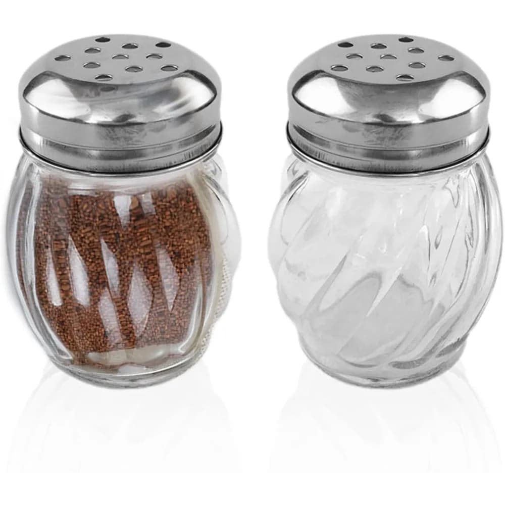 1st Choice Salt and Pepper Shakers with Stainless Tops Set of 2 (Chesse Shakers)