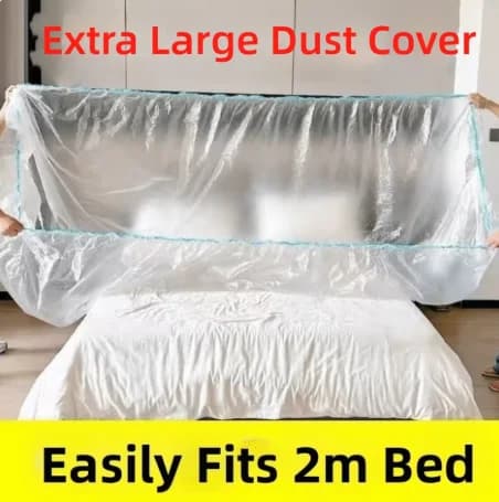 Copertura antipolvere trasparente monouso per letto, 3 pezzi, protezione per mobili in plastica spessa impermeabile, facile applicazione, bordi elastici