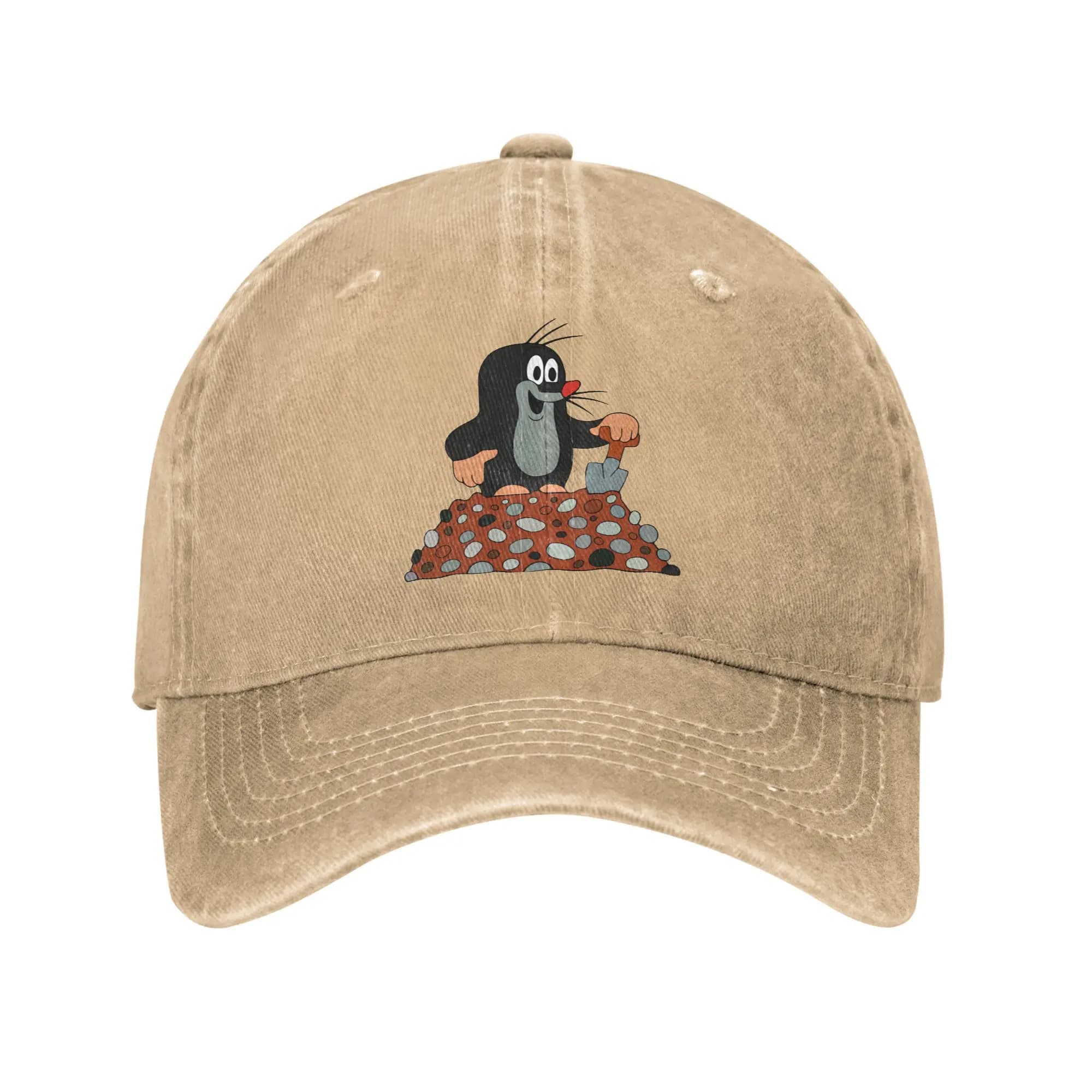 The Little Mole Krtek Dig a Hole Baseball Caps Distressed Washed Cartoon Snapback Cap Men Women Outdoor Workouts Adjustable Hat
