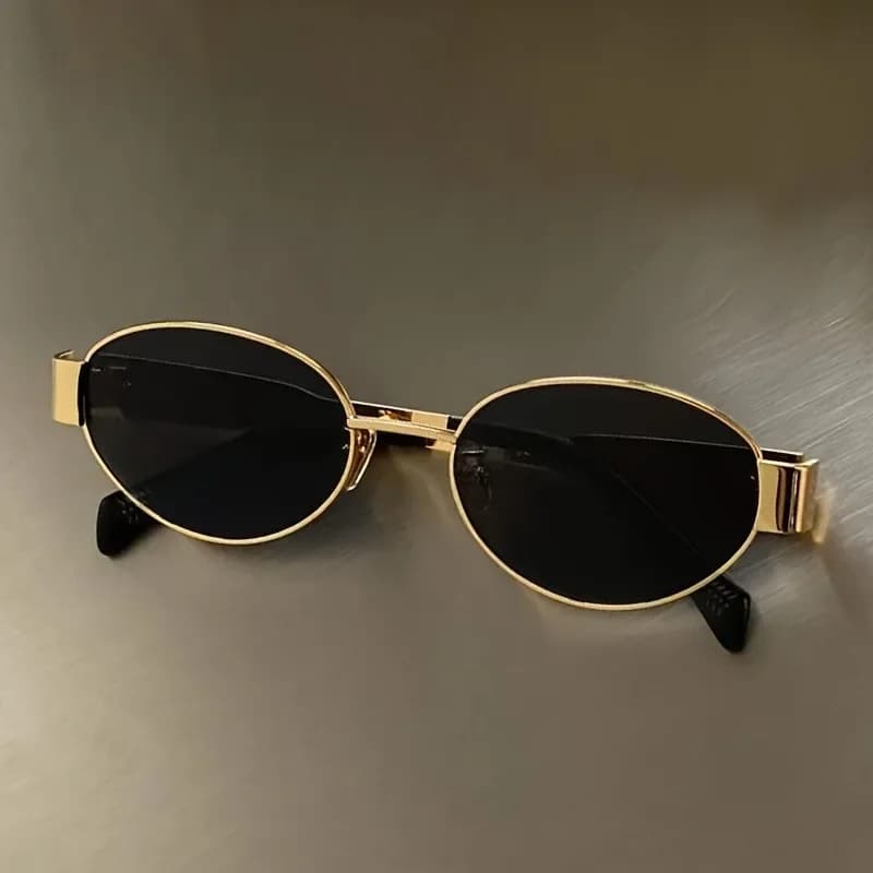 Trendy Oval Sunglasses for Women Luxury Metal Frame Retro Sun Glasses Ladies Classic Vintage Round Man Shades