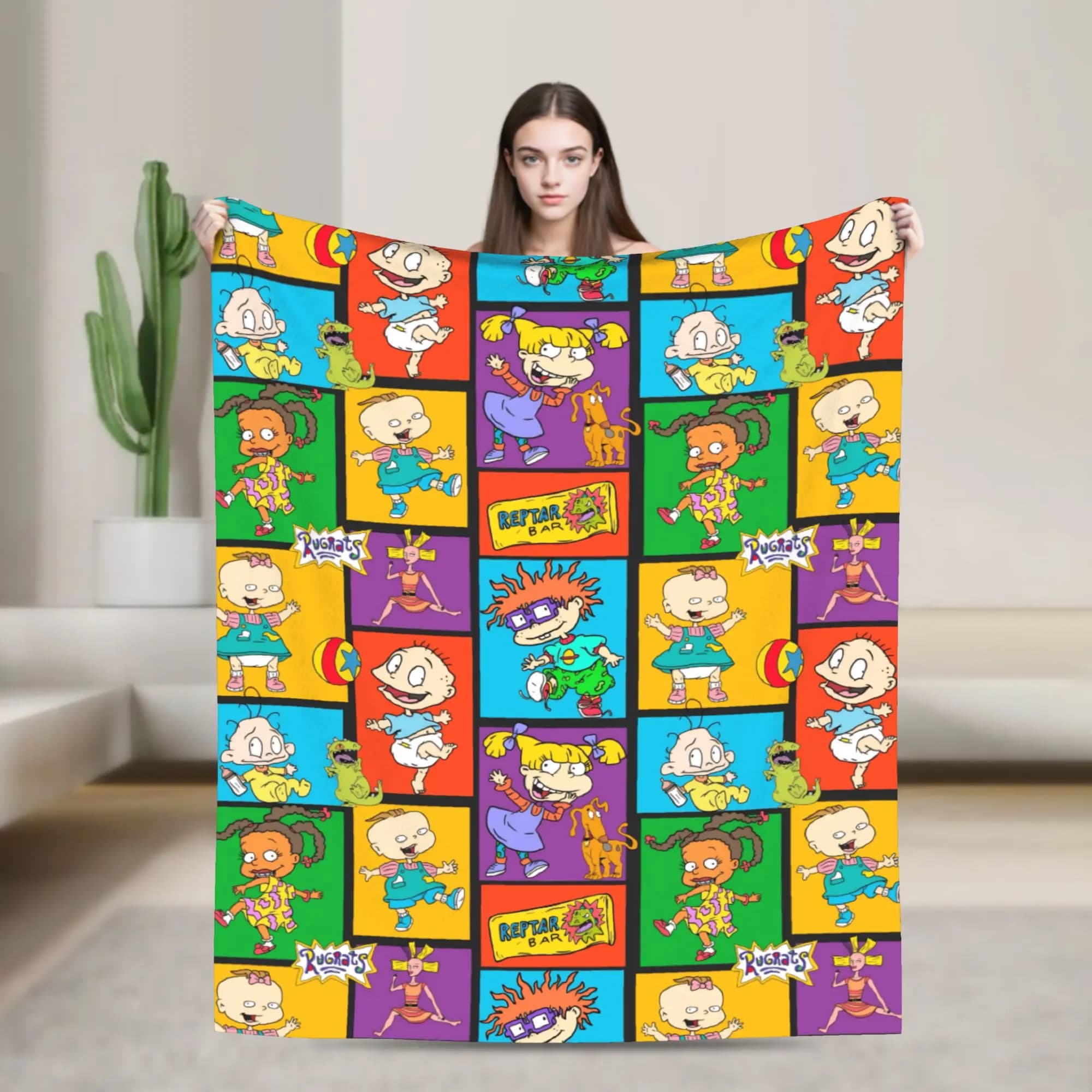 Rugrats Coperta da cartone animato Biancheria da letto in peluche con grafica super morbida per divano letto Copriletto in flanella da picnic