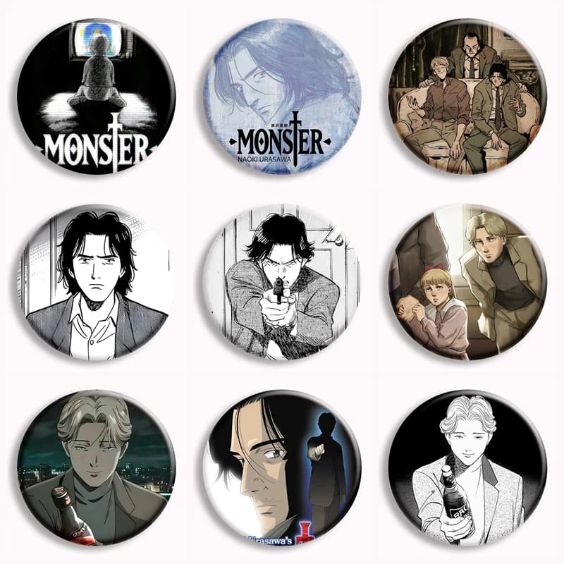 Monster Anime Soft Button Pin Johan Liebert Tenma Kenzo Manga Brooches Badge Bag Decor Accessories Fans Collect Friends Gifts