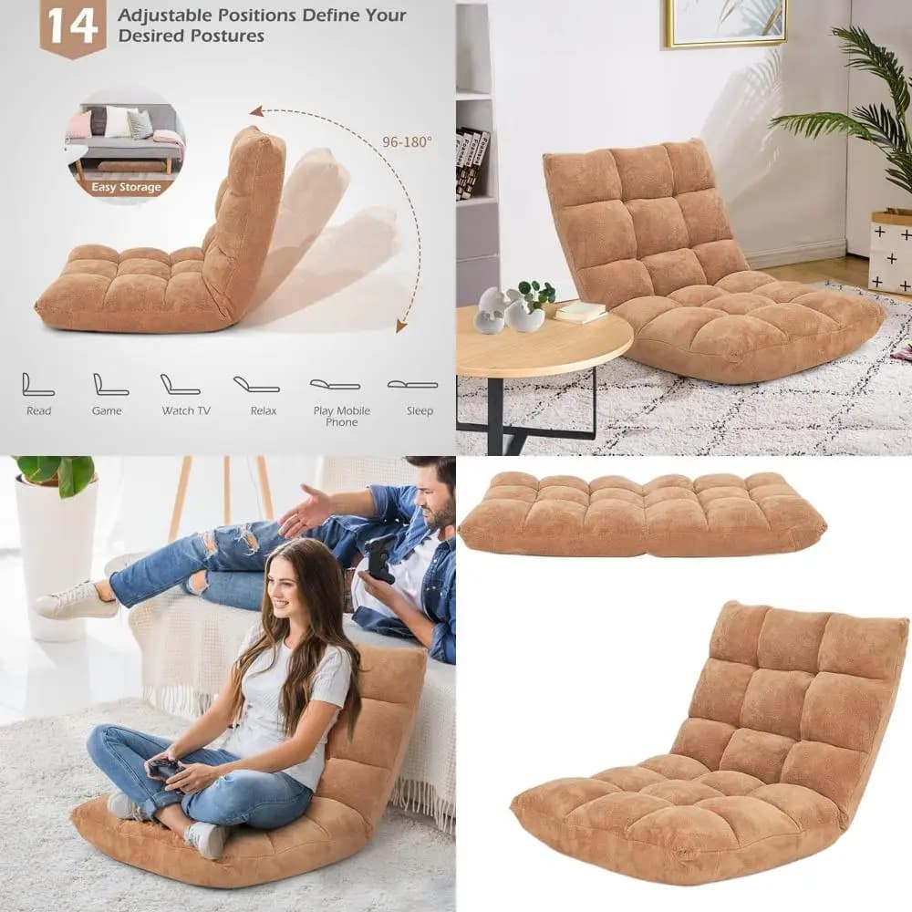 Sedia Ergonomica da Gaming con Supporto Lombare Regolabile, Reclinabile in 14 Posizioni, Telaio in Acciaio, Tessuto Corallo, Ideale per Salotto, Sala Relax
