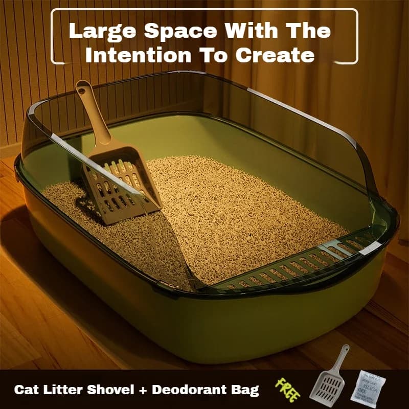 Open Plastic Anti-Splash Litter, Cat Litter, Cat Toilet, Large Capacity, Thickened Semi-Enclosed Cat Litter, Bathtub Cleaning