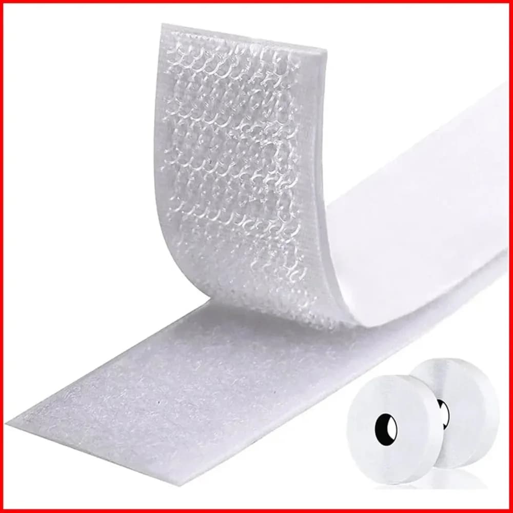 Nastro Adesivo in Velcro Bianco da 25 Metri, Chiusura a Strappo Autoadesiva per Casa, Fai-da-Te, Artigianato, Auto, con Forte Colla e Cinghie Adesive