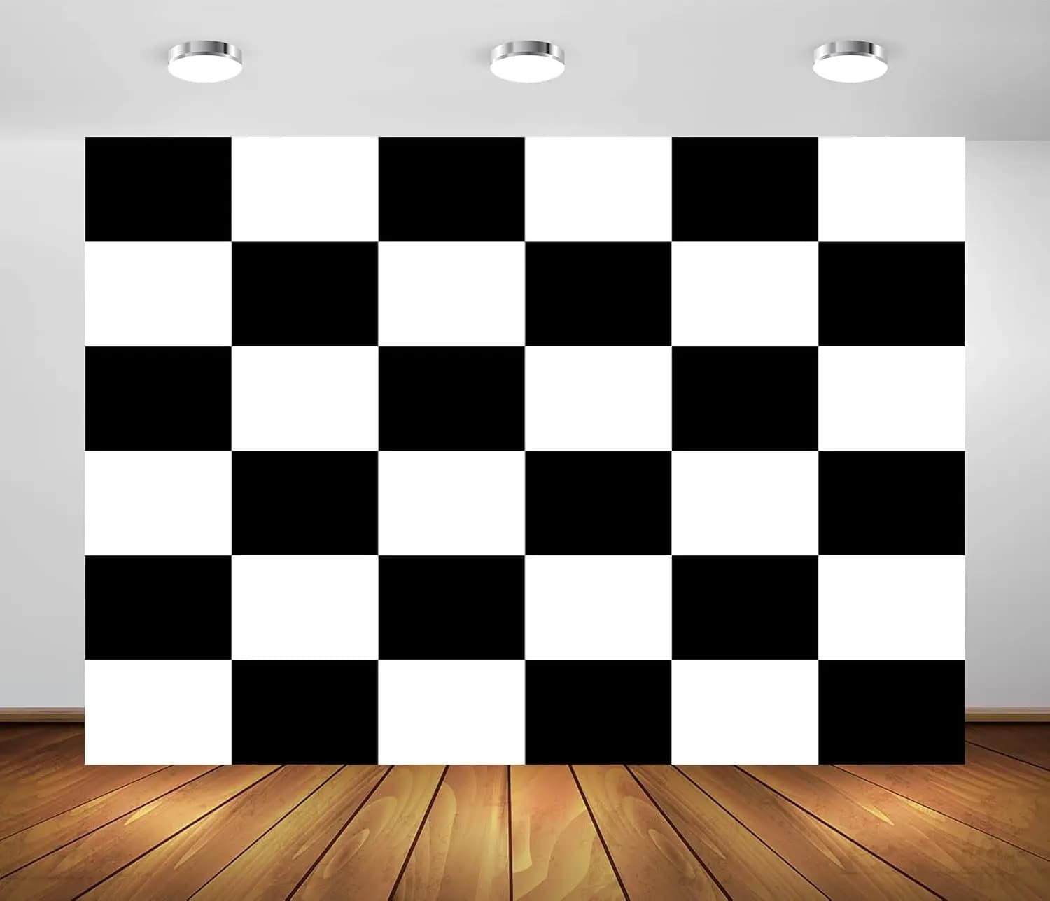 Scacchiera a scacchi in bianco e nero Texture Griglia Scacchiera Racing Checker Sfondo fotografico per feste