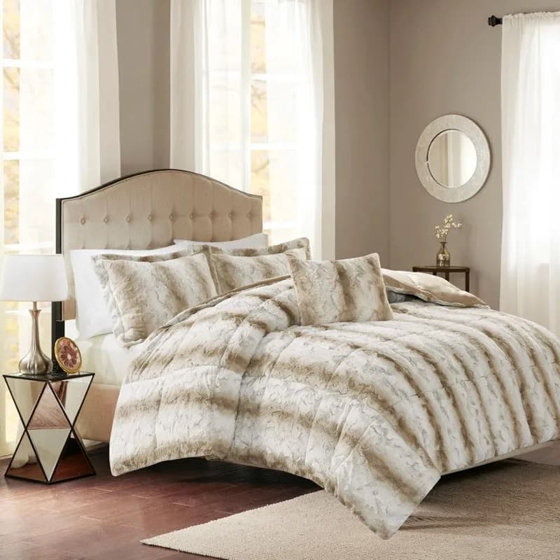 Set Copripiumino in Ecopelliccia 4 Pezzi per Letto Matrimoniale/Queen