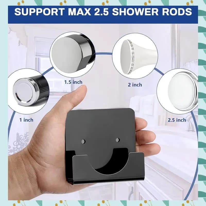 A71P Supporto per montaggio a parete in acrilico Supporto per asta per tenda da doccia per vasca da bagno Nero