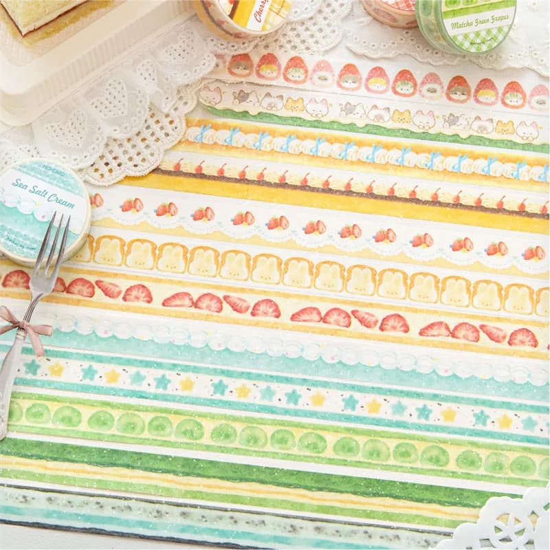Cute Fruit Dessert Washi Tape Adhesive Masking Tapes for Journal Planner Scrapbook Decor DIY Album Notebook Stationery Supplies