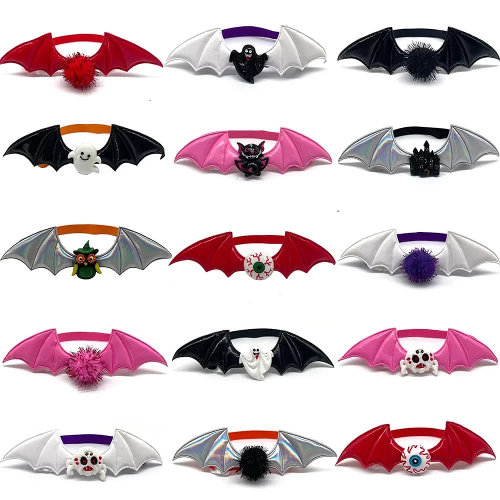 50/100pcs Halloween Papillon per cani Ali per cani da compagnia Papillon Zucca Teschio Cane Halloween Cravatta Accessori Prodotto per toelettatura cani