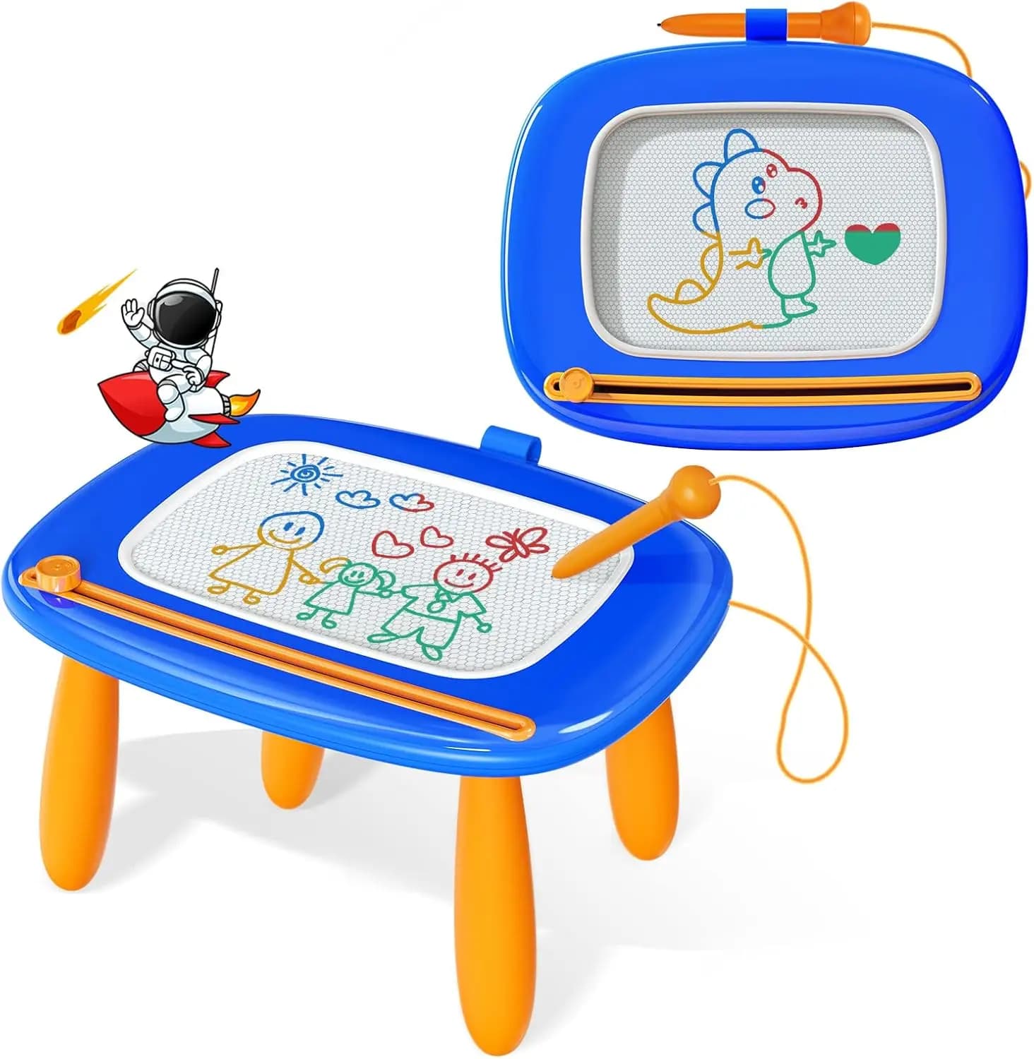 Lavagna Magnetica per Bambini 1-3 Anni, Giocattolo Educativo per Disegnare, Regalo di Compleanno per Bambini di 1 2 3 Anni, Blu Scuro