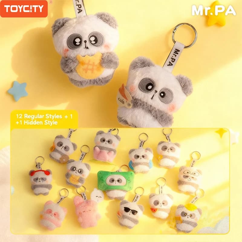 Toycity MR.PA's Daily Office Grind Series Blind Box Portachiavi per bambola di peluche Simpatico panda Peluche Scatola misteriosa Regali di compleanno per bambini
