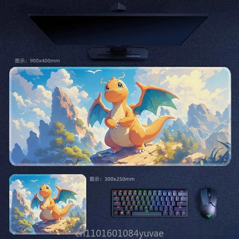 Tappetino per Tavolo da Gioco Grande con Stampa Cartoon Pokémon Pikachu, Tappetino per Mouse in Pelle PU, Tappetino per Tastiera, Pratico Tappetino da Ufficio con Supporto per Polso