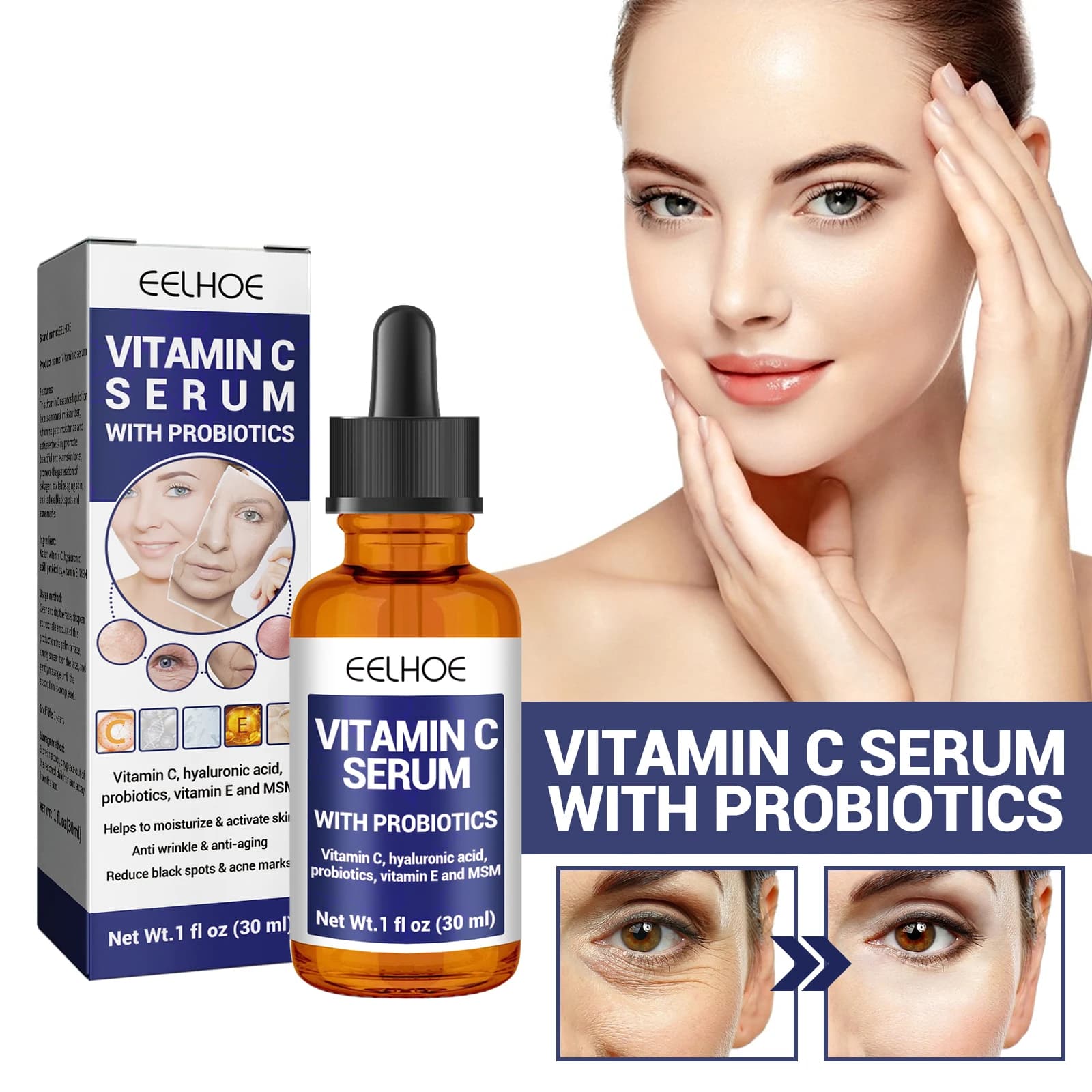 Vitamin C Essence for Face Hyaluronic Acid Hydrating Skin Lifting Dissolvency Thin Lines Revitalization of Solid Skin Serum Nutrient Face