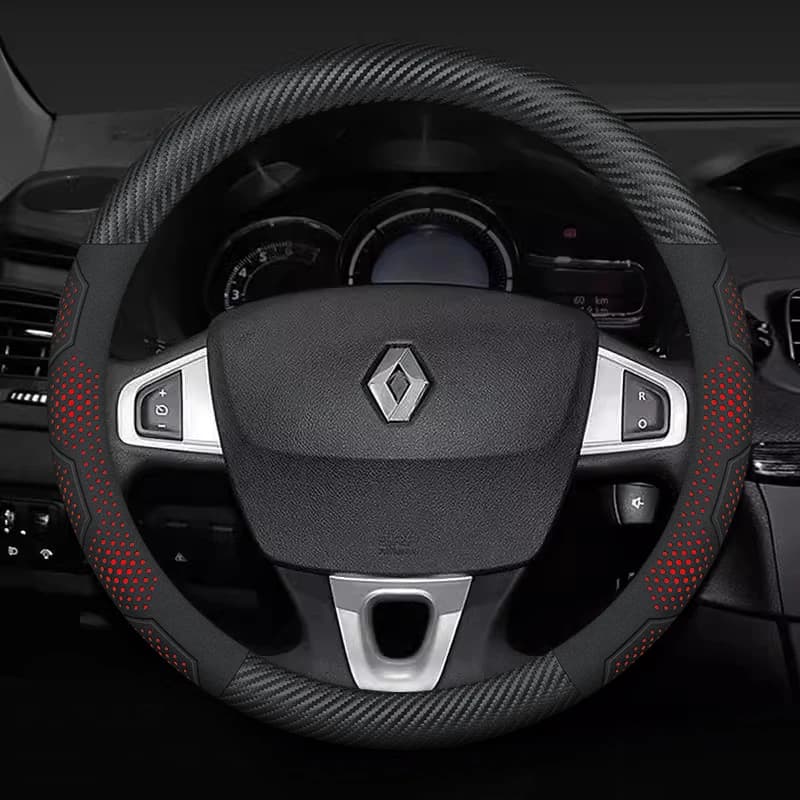 Per Renault Clio Megane 3 Scenic Laguna Logan Kadjar Kangoo Sandero CAPTUR DUSTER Coprivolante in fibra di carbonio e pelle scamosciata