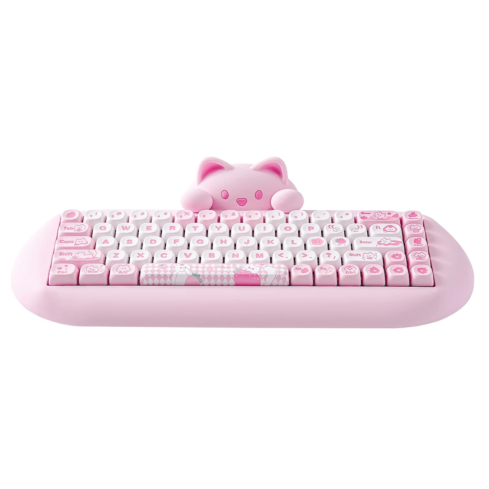 YUNZII C68 Rosa 65% Hi-Fi Cute Cat Silicone Hot Swap NKRO Tastiera da gioco meccanica ergonomica wireless BT5.0/2.4G/Wired RGB