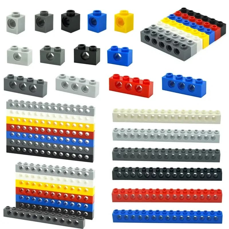 MOC Combinazione di blocchi tecnici con borchie a fascio lungo con foro Mattoni spessi compatibili 3703 32018 3895 2730 3894 3701 3700