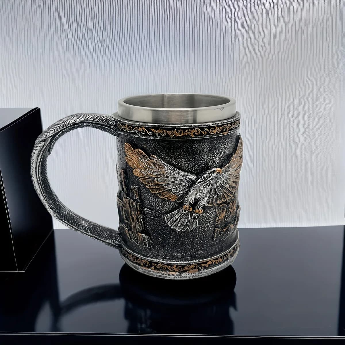 Boccale da Birra Premium in Acciaio Inossidabile con Design Drago, Stile Medievale, Perfetto per Casa, Bar, Feste o Regalo, Durevole ed Elegante