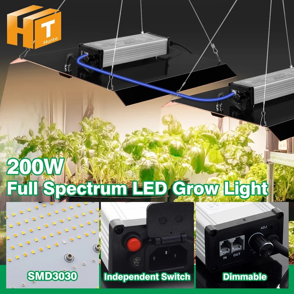 Lampada da coltivazione a LED a spettro completo 200W per semi di fiori di ortaggi SMD3030 per piante da serra Lampada da crescita a LED a luce rossa indipendente