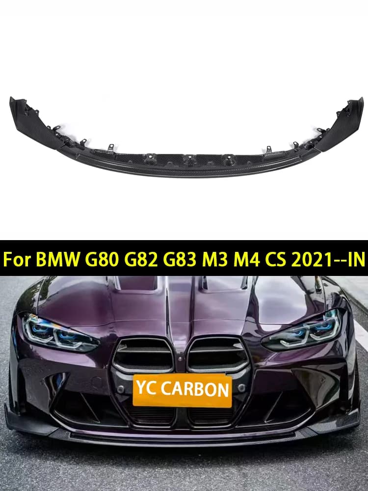Real Dry Carbon Fiber Front Diffuser Bumper Lip for BMW G80 G81 G82 G83 2021-IN CS Style 3Pcs/Set