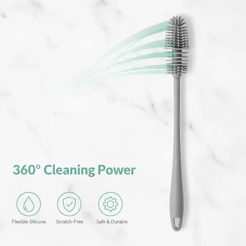 Long Handle Silicone Cleaning Brush Multifunctional Cup Bottle Scrubber Milk Glass Bottle Household Kitchen Washing Accessory