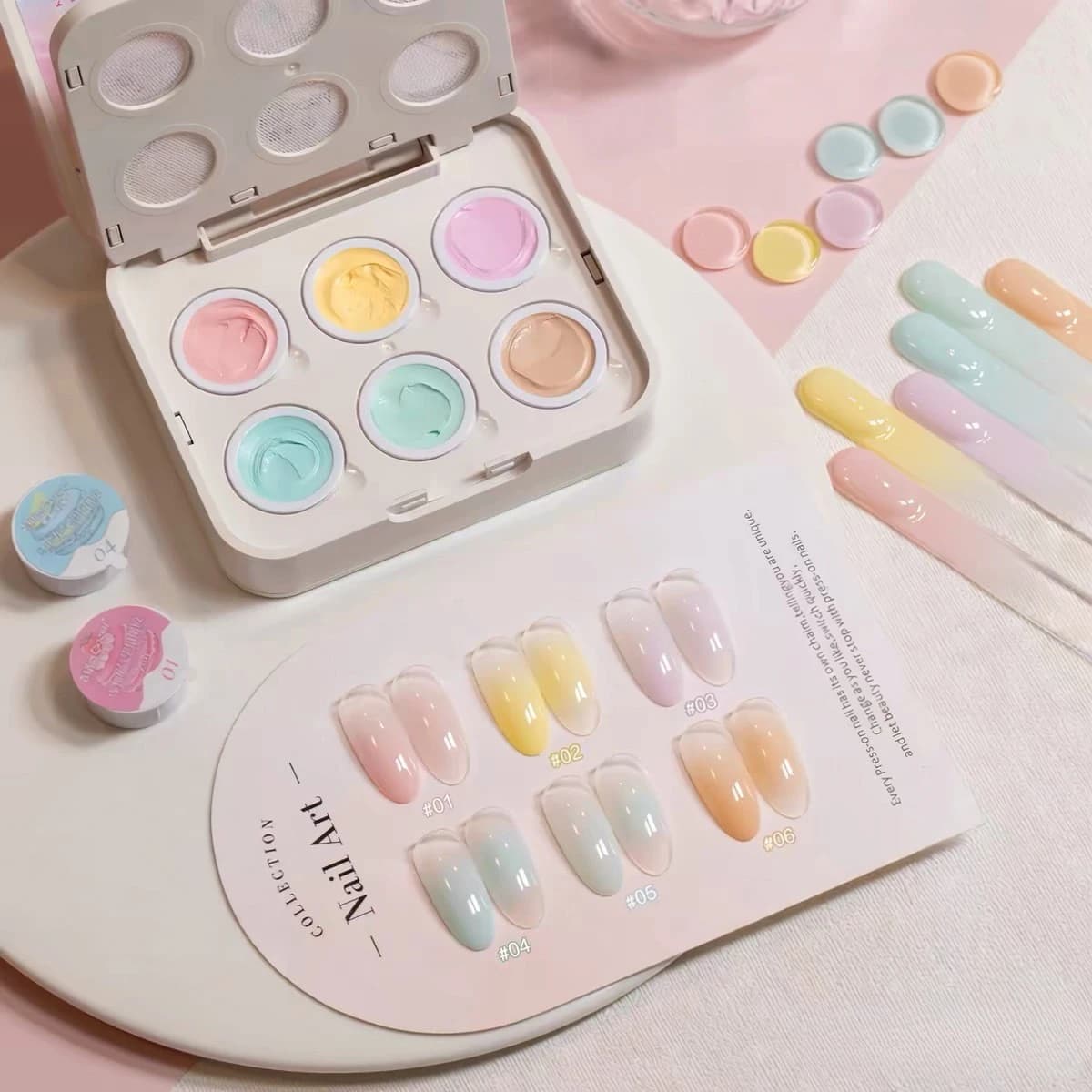 Set per Nail Art con 6 Gel per Pittura Unghie Effetto Cuscino d'Aria, Alta Saturazione, Blush, Correttore, Sfumatura, Soak Off UV LED