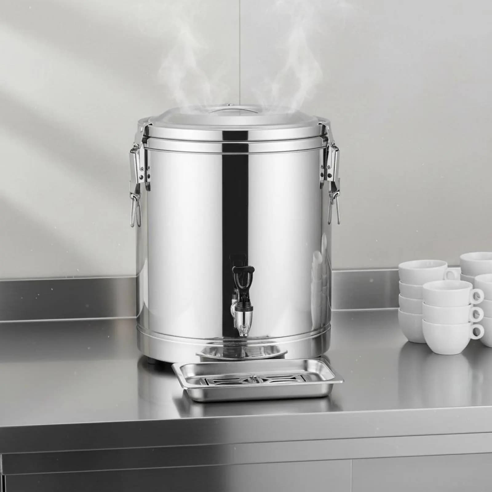 Stainless Steel Insulated Container Easy to clean, Stainless Steel Coated Food Container, Non-slip Drink Dispenser