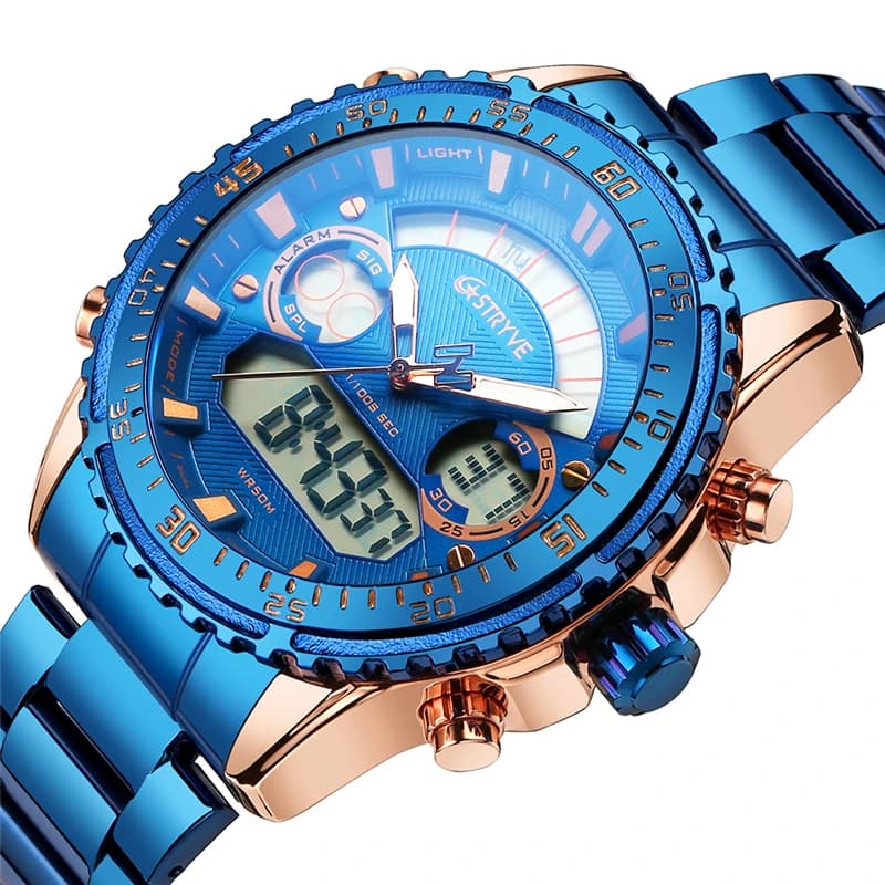 Orologio da uomo STRYVE 8020, orologio di lusso impermeabile con movimento analogico-digitale, orologio sportivo da polso maschile alla moda.