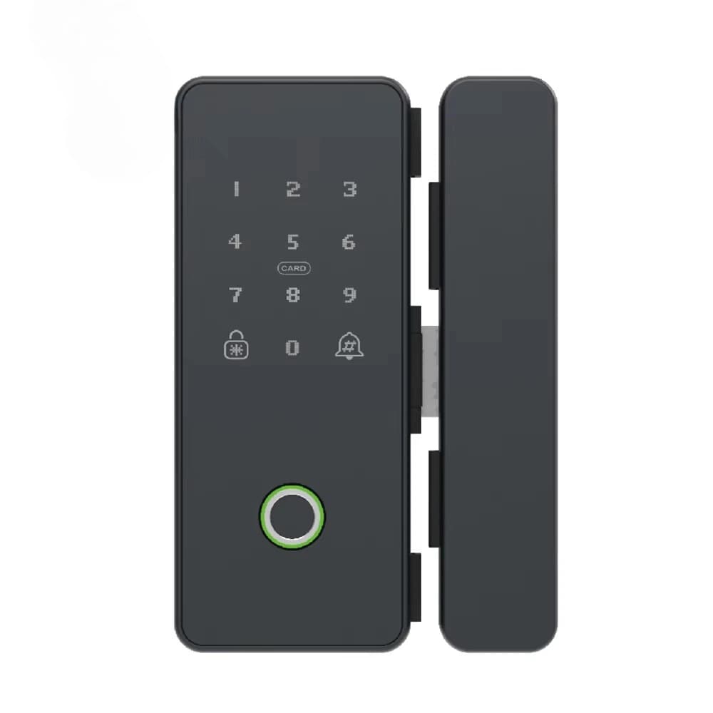 Serratura elettronica digitale per porta in vetro per casa intelligente Wifi Tuya App Card Password per impronte digitali Serratura intelligente per porta