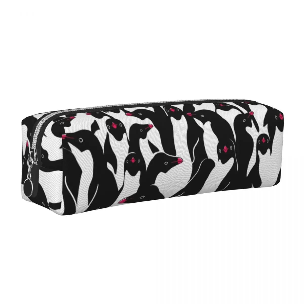 Astuccio per matite con pinguino Kawaii Astuccio per penne con animali adorabili dei cartoni animati per studenti Astuccio per matite con cerniera per studenti di grandi dimensioni